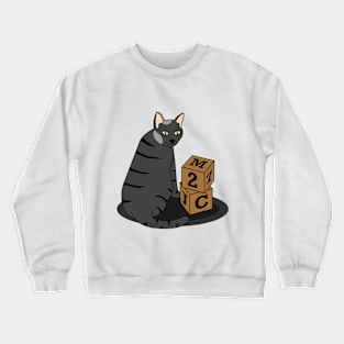 Funny black cat with cubes Crewneck Sweatshirt